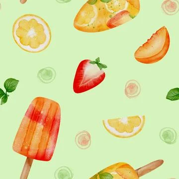 Vibrant summer fruit pattern bursting with freshness and color Stock Illustration