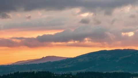 Vibrant Summer Sunset Over Tatra Mountains - Timelapse Footage Stock Footage 308191231