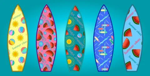 Vibrant Summer Surfboards Vector Collection Illustrazione stock