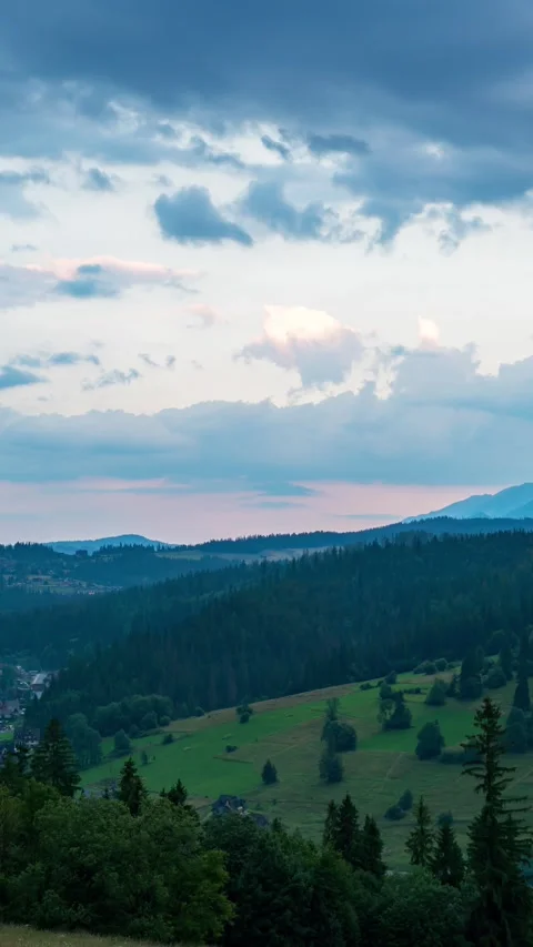 Vibrant Summer Time-Lapse: Tatra Mountains and Village Stock Footage 309658265