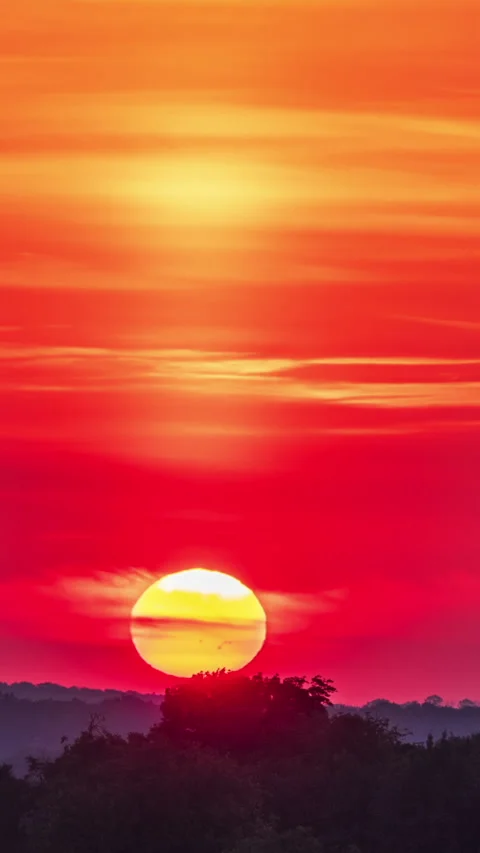 A vibrant sunrise over rural fields in Ukraine Stock Footage 293311323