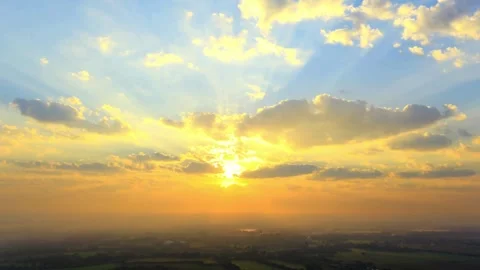 Vibrant Sunrise Sky with Sun Rays and Cloudscape Stock Footage 311586228
