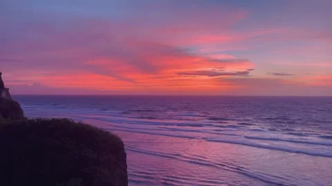 Vibrant Sunset Over Coastal Cliffs Stock Footage 278796346