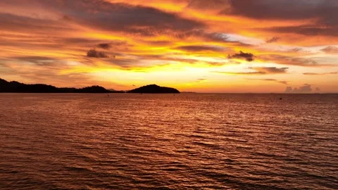 A vibrant sunset over the ocean. Stock Footage 308608855