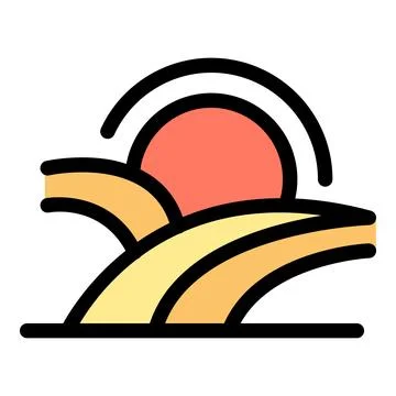 Vibrant sunset over rolling hills, a colorful landscape illustration Ilustração Stock