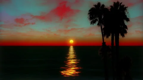 Vibrant Sunset Over Serene Ocean Horizon Motion Background Stock Footage 292922880