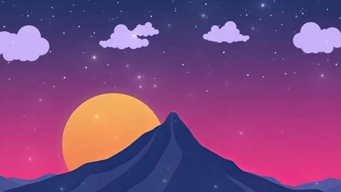 Vibrant Sunset Scene Over a Peaceful Landscape Animation Video stock 303951114