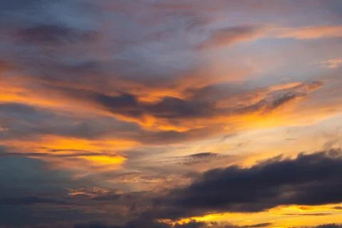 Vibrant Sunset Sky with Dramatic Clouds Stock Photos