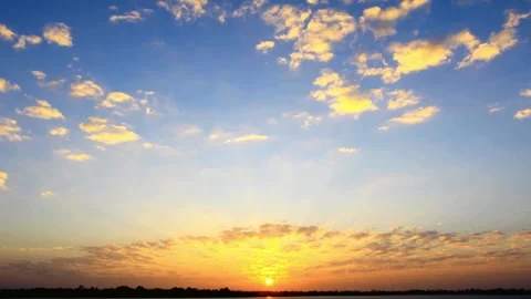 Vibrant Sunset Sky with Scattered Cloudscape Stock Footage 310818141