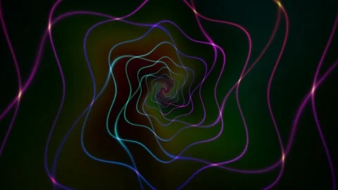 Vibrant swirling lines create dynamic patterns in a dark Stock Footage 340322601