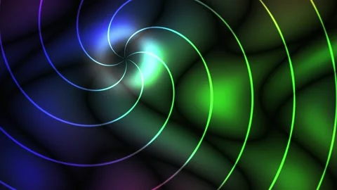 Vibrant swirling neon light patterns on dark background. Stock Footage 336259754
