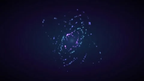 Vibrant swirling particles create a visual dance in dark space Video stock 337233547