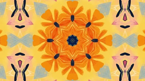 A vibrant, symmetrical abstract design featuring floral motifs in bold colors 動画素材 292594686