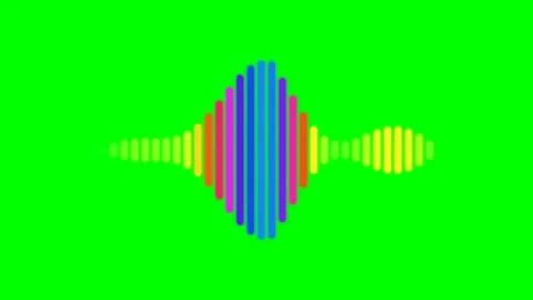 Vibrant symmetrical audio visualizer bars centered on a bright green backgrou Stock Footage 340902977