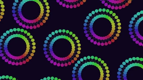 Vibrant symmetrical circle pattern on black background Stock Footage 263548297