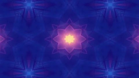 A vibrant, symmetrical design featuring glowing patterns and shapes in purp.. 動画素材 292595613