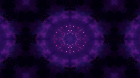 A vibrant, symmetrical mandala design featuring purple and blue glowing ele.. Stock Footage 292595482