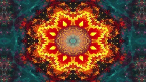 A vibrant, symmetrical mandala design featuring shades of teal and intricat.. Stock Footage 292595654