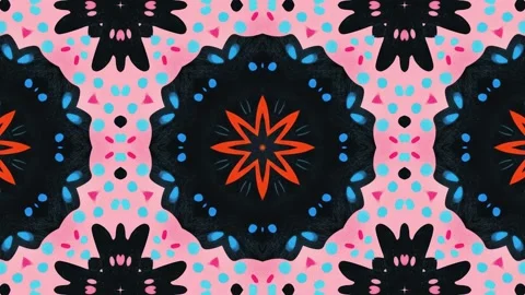 A vibrant, symmetrical pattern featuring colorful shapes and designs, evoki.. 動画素材 292595772