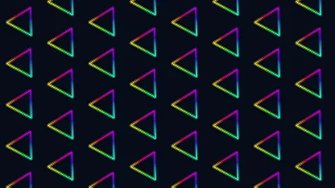 Vibrant symmetrical triangle pattern on black background Stock Footage 316797612