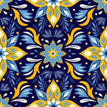 A vibrant symphony of bold vector Christmas floral motifs seamless pattern Stock Illustration