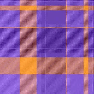 Vibrant tartan pattern with bold intersecting lines in purple and orange. Ide Illustrazione stock