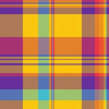 Vibrant tartan pattern with intersecting colorful lines. Modern and bold, per Stockillustratie