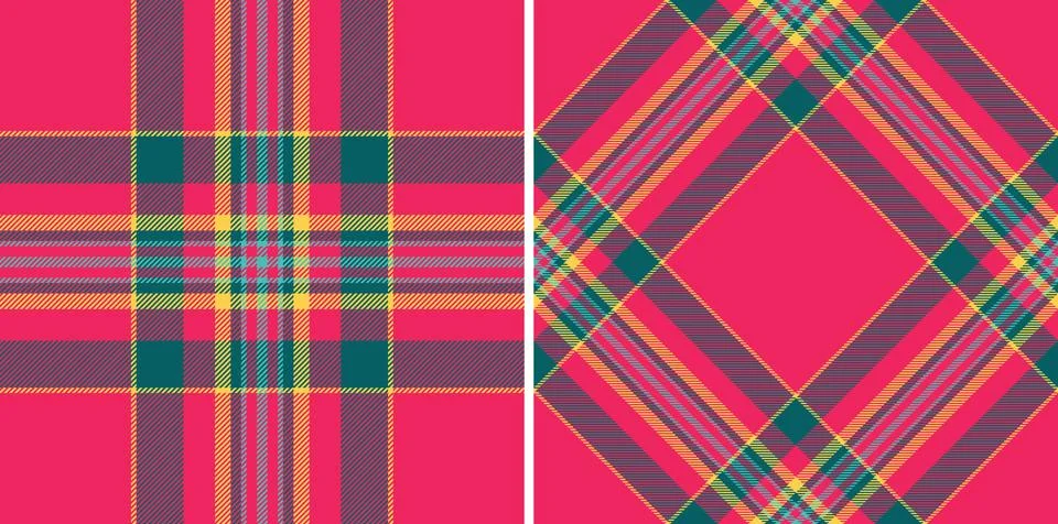 Vibrant tartan pattern, showcasing both straight and diagonal weaves. Perfect Stock Illustration