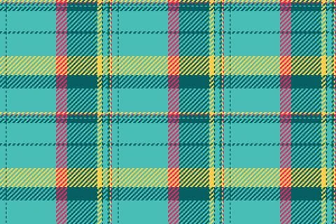Vibrant tartan pattern in teal, yellow, pink and deep green. Creates a fun, c Illustrazione stock