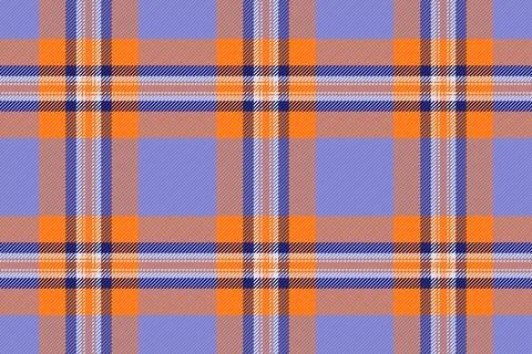 Vibrant tartan pattern with woven texture in orange, periwinkle,  navy. Perfe Stock Illustration