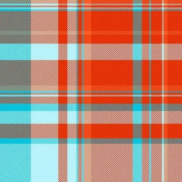 A vibrant tartan plaid pattern in bold orange and light blue creates a rhyt.. Illustrazione stock