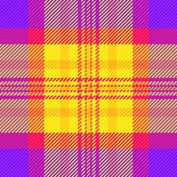 This vibrant tartan plaid pattern features a bright yellow, purple, and hot.. Stock Illustration