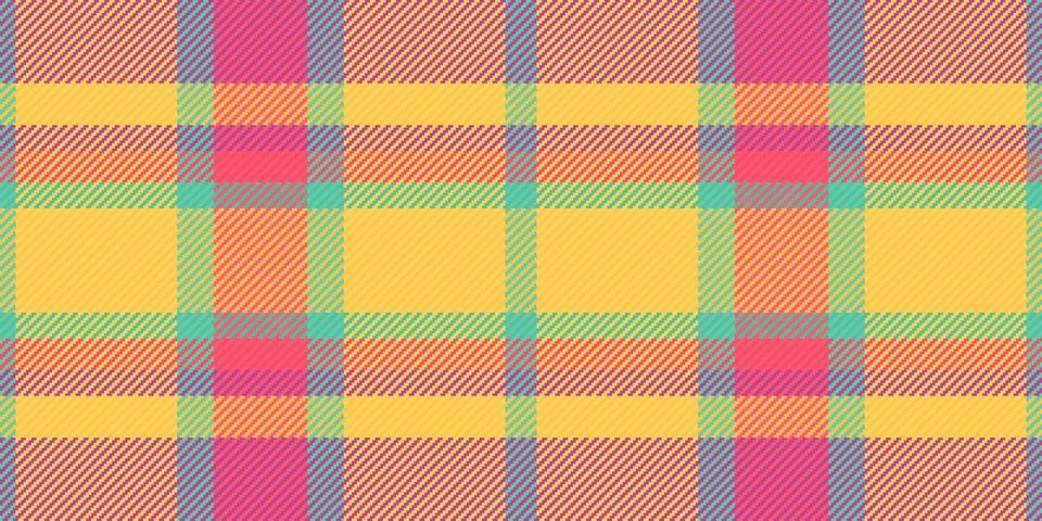 This vibrant tartan plaid pattern features a bright, multicolored geometric d Stock Illustration