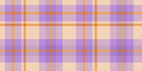 A vibrant tartan plaid pattern featuring lavender and orange hues intersectin Stock Illustration