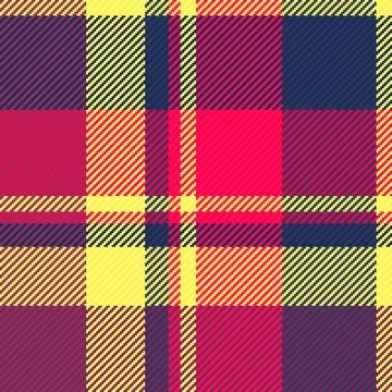 Vibrant tartan plaid pattern featuring a bold mix of red, yellow, and navy bl Stock Illustration