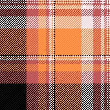 A vibrant tartan plaid pattern featuring interlocking stripes in warm orange, Stock Illustration