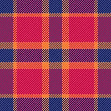 A vibrant tartan plaid pattern featuring bold red, navy blue, and bright oran Illustrazione stock