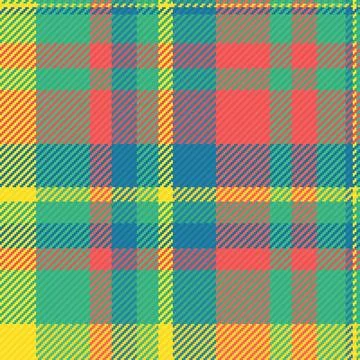 A vibrant tartan plaid pattern featuring bold intersections of green, red, bl Stock Illustration