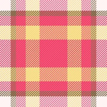 A vibrant tartan plaid pattern featuring soft pink, sunny yellow, and warm .. Stock Illustration
