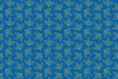 Vibrant teal backdrop adorned with a repeating pattern of delicate, limegre.. 스톡 일러스트