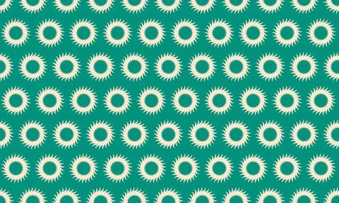 Vibrant teal background with a repeating pattern of offwhite, serratededge ci Illustrazione stock