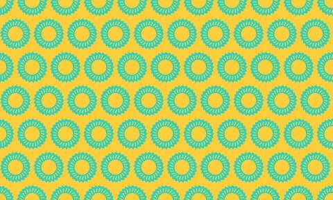 Vibrant teal circular patterns on a sunny yellow background create a cheerful イラスト素材
