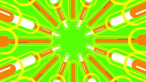 Vibrant test tubes in dynamic orange and green pattern Stock Footage 330285527
