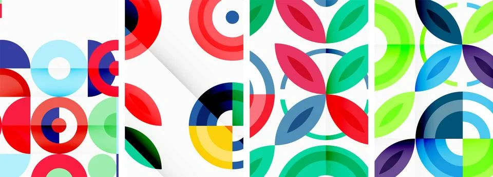 Vibrant textile pattern with circles and leaves on a white background Illustrazione stock
