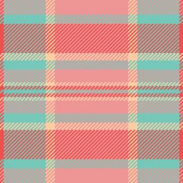 A vibrant, textured plaid pattern with intersecting lines in coral, turquoise Stock Illustration