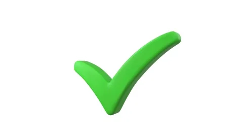 A vibrant, three-dimensional green checkmark or tick Stock Footage 322159512