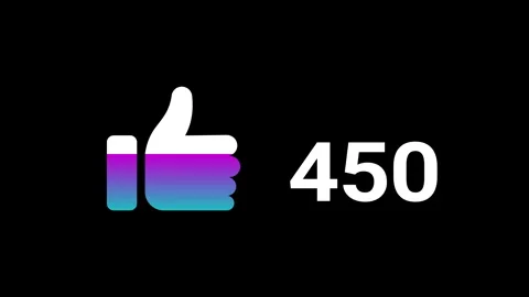 Vibrant thumbs-up animation with a glowing gradient style and bold white counter Stock Footage 306239954