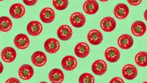 Vibrant Tomato Pattern on Green Background Stock Footage 278385886