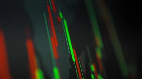 A vibrant trading screen displays dynamic cryptocurrency market data with ca Stock Footage 335124865