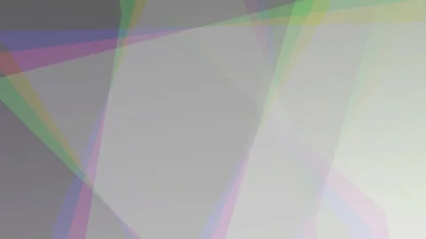 Vibrant translucent triangle shapes rotating and overlap against a neutral gray Stock Footage 345375227